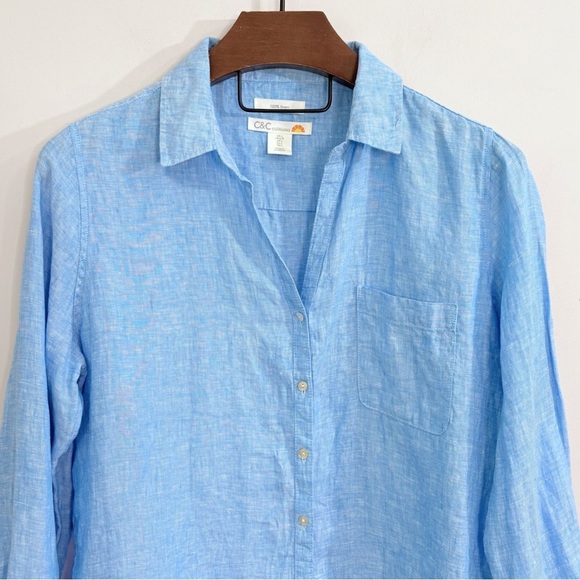 C&C California 100% Linen Roll-Tab Shirt - Picture 2 of 10